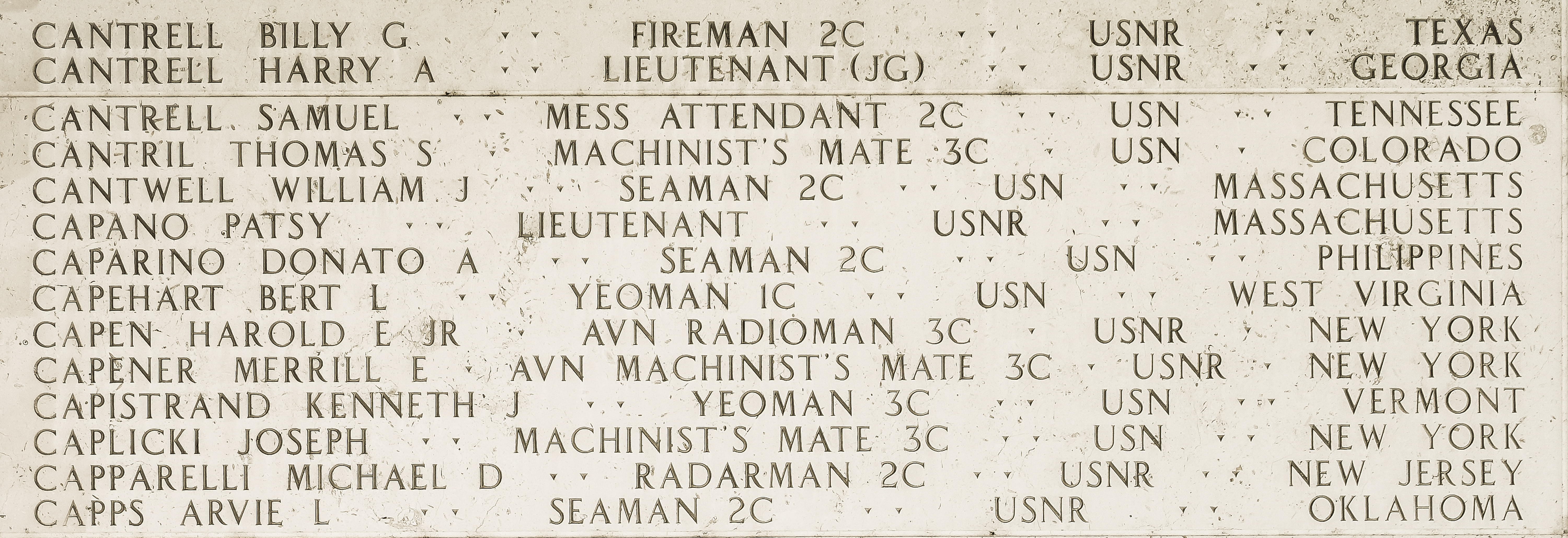 Donato A. Caparino, Seaman Second Class